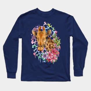 Color Splash Giraffe Design by Lorna Laine Long Sleeve T-Shirt